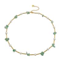 Colar de aço titânio, Partículas de aço, with Aventurine Aventurine & Concha de resina, with 5cm extender chain, joias de moda & para mulher, dois diferentes cores, vendido para 42 cm Strand