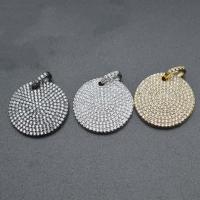 Messing hanger met micro-paved kubieke zirconia's, Rond plat, plated, DIY & micro pave zirconia, meer kleuren voor de keuze, nikkel, lood en cadmium vrij, 25mm, Verkocht door PC