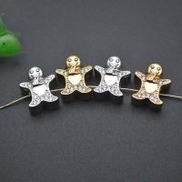 Mässing Spacer Pärlor, Pepparkaksgubbe, plated, DIY & micro bana cubic zirconia, fler färger för val, nickel, bly och kadmium gratis, 10x10mm, Säljs av PC