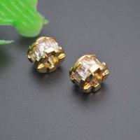 Grânulos de espaçador latão, cobre, Coluna, cromado de cor dourada, DIY & micro pavimento em zircônia cúbica, níquel, chumbo e cádmio livre, 6x8mm, vendido por PC