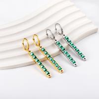 Stainless Steel Huggie Hoop Earring 304 Stainless Steel Vacuum Ion Plating & for woman & with rhinestone Sold By Pair