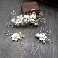 Measctha Hair Accessories, cíor gruaige & bata gruaige, Sinc Alloy, le Pearl Plaisteacha, 4 phíosa & do bhean & le rhinestone, dathanna níos mó le haghaidh rogha, nicil, luaidhe & caidmiam saor in aisce, 170*60mm,110*50mm,100*30mm, Díolta De réir Socraigh