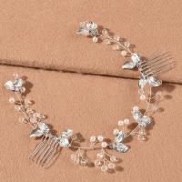 Diadema, aleación de zinc, con Cristal & Perlas plásticas, chapado, Joyería & para mujer, más colores para la opción, libre de níquel, plomo & cadmio, 320mm, Vendido por UD