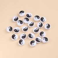 Acrylic Jewelry Beads Flat Round DIY white and black Approx Sold By Bag