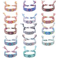 Cadeia de pulseiras de tecido, Fio de algodão, feito à mão, estilo folk & unissex & ajustável, Mais cores pare escolha, comprimento Aprox 14-27 cm, vendido por PC