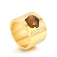 Anillo de dedo acero inoxidable del Rhinestone, acero inoxidable 304, con Piedra natural, Donut, diverso tamaño para la opción & para mujer & con diamantes de imitación, más colores para la opción, 11mm,15mm, Vendido por UD