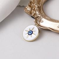 Evil Eye Pendler, Zinc Alloy, Runde, forgyldt, du kan DIY & emalje, guld, nikkel, bly & cadmium fri, 20.90mm, Solgt af PC