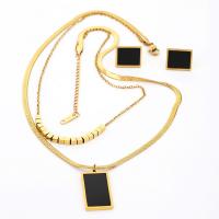 Sets de Joyas, Pendiente de stud & collar, Partículas de acero, chapado, 2 piezas & Joyería & diferentes estilos para la opción & para mujer, dorado, libre de níquel, plomo & cadmio, Vendido por Set