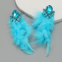 Mode Feather Earring, Zinc Alloy, met Veer, Veer, mode sieraden & voor vrouw, meer kleuren voor de keuze, nikkel, lood en cadmium vrij, 148x82mm, Verkocht door pair