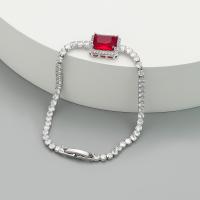 Bracciali ottone, with cubico zircone, Quadrato, gioielli di moda & per la donna, cammuffamento rosso, assenza di nichel,piombo&cadmio, Lunghezza Appross. 18.6 cm, Venduto da PC