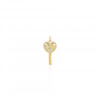 Cubic Zirconia Micro Pave Brass Pendant Key plated DIY & micro pave cubic zirconia golden Sold By PC