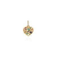 Cubic Zirconia Micro Pave Brass Pendant Heart plated DIY & micro pave cubic zirconia gold Sold By PC