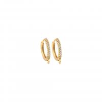 Brass Lever Terug Earring Component, Messing, plated, DIY & micro pave zirconia, goud, 15x13x1.50mm, Verkocht door PC