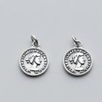 925 Sterling Silber Anhänger, rund, plattiert, DIY, keine, 11mm, verkauft von PC