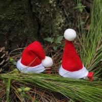 Felt Christmas Hair Clip with Plush & Zinc Alloy Christmas Hat handmade Christmas Design & for woman red Sold By PC