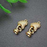 Brass Hook és Eye Clasp, Sárgaréz, Szív, arany színű aranyozott, DIY & mikro egyengetni cirkónia, nikkel, ólom és kadmium mentes, 10x20mm, Által értékesített PC