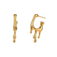 Stainless Steel Stud Earrings 304 Stainless Steel 18K gold plated fashion jewelry & for woman golden Sold By Pair