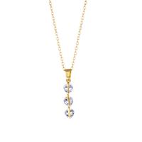 Collier d'acier titane, bijoux de mode & pavé de micro zircon & pour femme, doré, Vendu par Environ 15.75 pouce brin