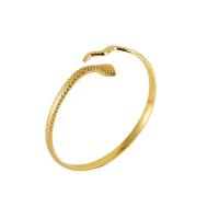 acero inoxidable 304 Brazalete, Serpiente, 18K chapado en oro, Joyería & ajustable & para mujer, 4mm, diámetro interior:aproximado 63mm, Vendido por UD