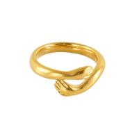 Acier inoxydable 304 Cuff Bague, main, Plaqué or 18K, bijoux de mode & pour femme, 9mm, Taille:7, Vendu par PC