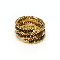 Aço inoxidável 304 Cuff Ring Finger, 18K banhado a ouro, multicamada & ajustável & para mulher & com strass, Mais cores pare escolha, 23x9mm, tamanho:7, vendido por PC