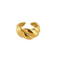 304 Nerūdijantis plienas Cuff Finger Ring, 18K paauksuotas, Bižuterijos & reguliuojamas & moters, 23x22mm, Dydis:7, Pardavė PC