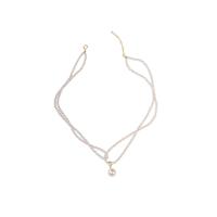 Collier bijoux de mode, perle de verre, fait à la main, Double couche & pour femme, blanc, Vendu par 40 cm brin