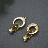 Brass Hook and Eye Clasp gold color plated DIY & micro pave cubic zirconia nickel lead & cadmium free Sold By PC