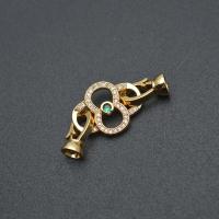 Brass Hook and Eye Clasp gold color plated DIY & micro pave cubic zirconia nickel lead & cadmium free Sold By PC