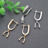 Brass Lever Back Earring Component plated DIY & micro pave cubic zirconia nickel lead & cadmium free Sold By PC