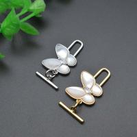 Brass Toggle Clasp with Shell Butterfly plated DIY & micro pave cubic zirconia nickel lead & cadmium free Sold By PC