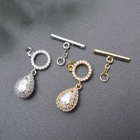 Chiusura Toggle in ottone, Lacrima, placcato, DIY & Micro spianare cubic zirconia, nessuno, assenza di nichel,piombo&cadmio, 16mm,18mm, Venduto da PC