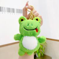 Fur Ball Pom Pom Keychain Zinc Alloy with Plush Frog cute & multifunctional nickel lead & cadmium free Sold By PC