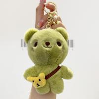 Fur Ball Pom Pom Keychain Zinc Alloy with Plush Bear cute & multifunctional nickel lead & cadmium free Sold By PC