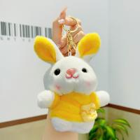 Fur Ball Pom Pom Keychain Zinc Alloy with Plush Rabbit cute & multifunctional nickel lead & cadmium free Sold By PC