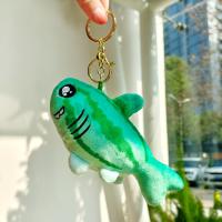 Fur Ball Pom Pom Keychain Zinc Alloy with Plush Shark cute & multifunctional nickel lead & cadmium free Sold By PC