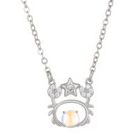 Collier en laiton, avec Moonstone, constellation bijoux & styles différents pour le choix & pour femme & avec strass, protéger l'environnement, sans nickel, plomb et cadmium, Longueur Environ 20.07 pouce, Vendu par PC