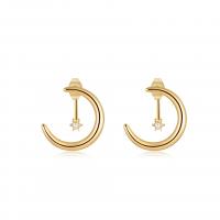 Roestvrij staal Stud Earrings, 304 roestvrij staal, 18K verguld, mode sieraden & micro pave zirconia & voor vrouw, gouden, 19mm, Verkocht door pair