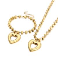 Fashion Stainless Steel Jewelry Sets bracelet & necklace 304 Stainless Steel Heart Vacuum Ion Plating fashion jewelry & for woman Sold By PC