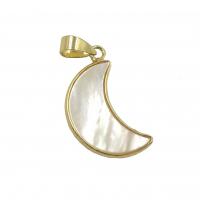 Shell Hangers, Schelp, met Messing, Maan, gold plated, DIY, 13x21mm, Verkocht door PC