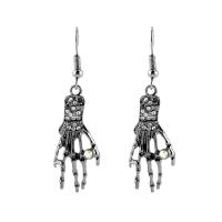 Zinc Alloy Øreringe, Hand, sølvfarvet forgyldt, Halloween Design & for kvinde & med rhinestone, flere farver til valg, 14x34mm, Solgt af par