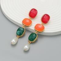 Zinc Alloy Stud Earring with Resin & Plastic Pearl fashion jewelry & for woman nickel lead & cadmium free Sold By Pair