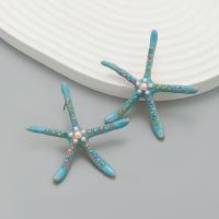 Zinc Alloy Stud Earring with acrylic rhinestone & Plastic Pearl & enamel Starfish fashion jewelry & for woman nickel lead & cadmium free Sold By Pair