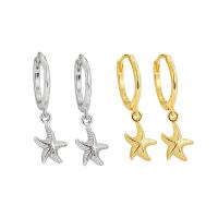 925 Sterling Sølv Huggie Hoop Drop Earring, Starfish, forgyldt, mode smykker & for kvinde, flere farver til valg, Solgt af par