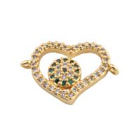 Cubic Zirconia Micro Pave Brass Connector Heart plated DIY & micro pave cubic zirconia golden Approx 2mm Sold By Lot