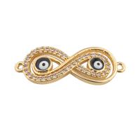 Mal Conector de ojos, metal, chapado, Bricolaje & micro arcilla de zirconia cúbica & esmalte, dorado, 10x29x2mm, agujero:aproximado 2mm, 30PCs/Grupo, Vendido por Grupo