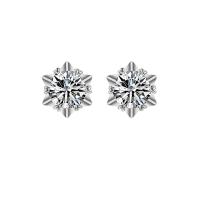 Messing Stud Earring, Sneeuwvlok, platinum plated, voor vrouw & met strass, 8mm, Verkocht door pair