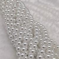 Üveg Pearl Gyöngyök, Glass Pearl, Kerek, DIY & különböző méretű a választás, fehér, Naponta eladott Kb 15 inch Strand