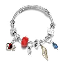 Bracelet European , Acier titane, avec verre & alliage de zinc, Placage, bijoux de mode & unisexe & émail & avec strass, plus de couleurs à choisir, Diamètre intérieur:Environ 60mm, Vendu par PC