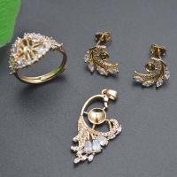 Brass Jewelry Finding gold color plated three pieces & DIY & micro pave cubic zirconia nickel lead & cadmium free Inner Approx 18.5mm Sold By Set